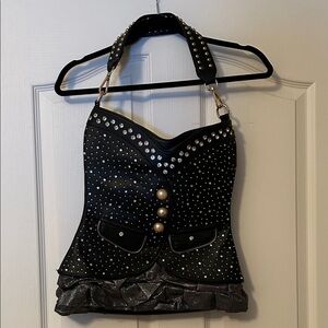 Handbag Studded Black Corset-Style